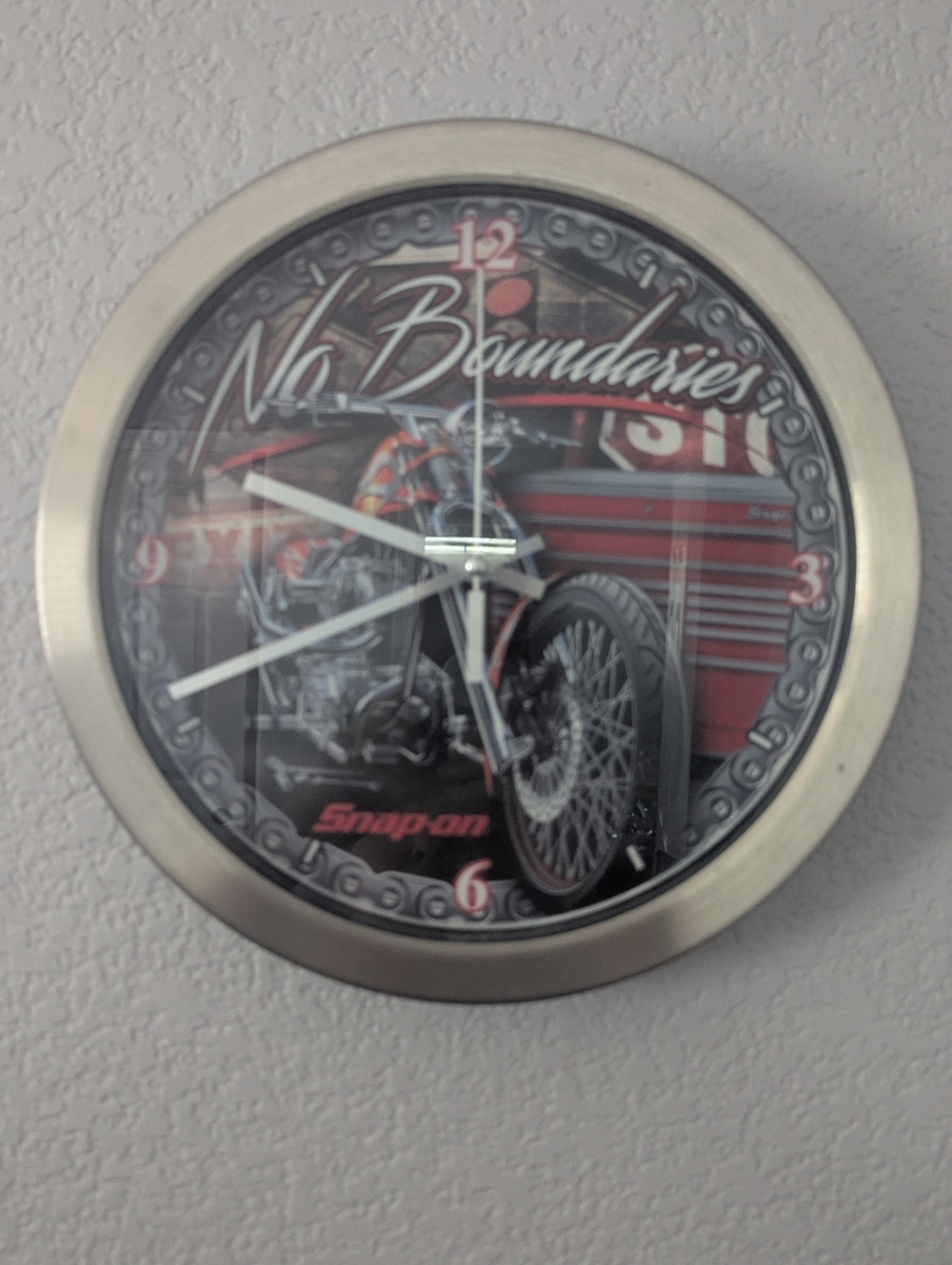 Snap On Round Wall Clock Motorcycle No Boundaries